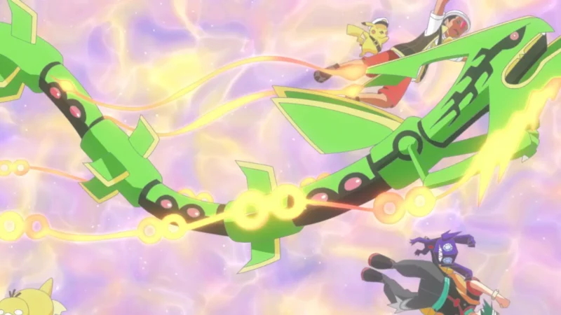 Capitulo 145 Serie Horizontes Pokémon: ¡Asombroso! ¿¡Mega-Rayquaza y la Tierra Misteriosa!?
